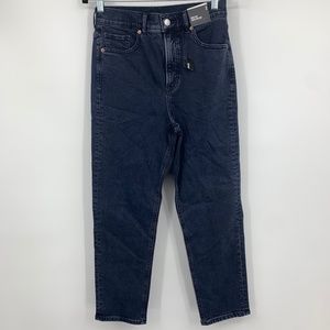 Express women 2 jeans mom super‎ high rise straight stretch dark NEW